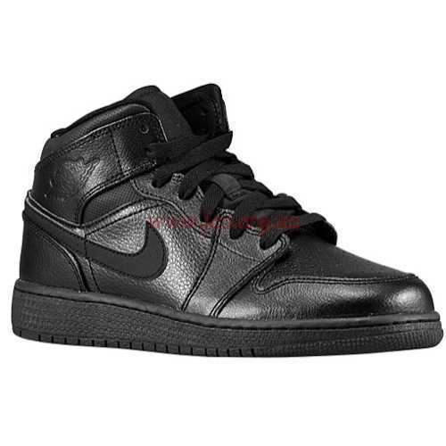 Jordan Aj1 (Black/Black/Black) Mid Boys' Grade School Australia Shoes - 54725030